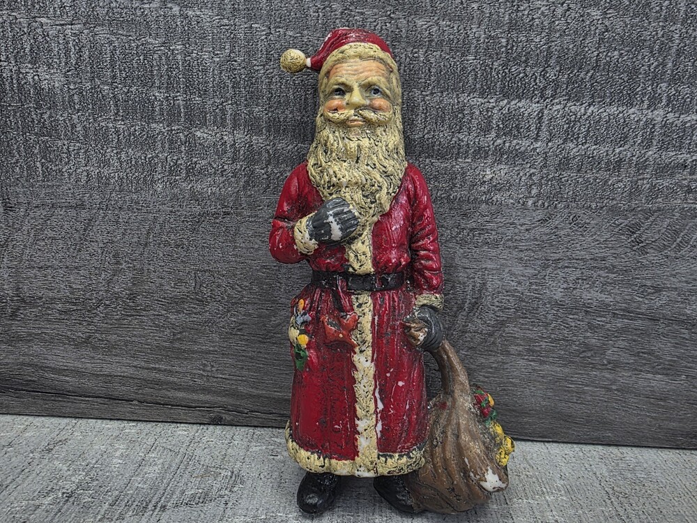 Blow Mold Vtg Plastic Santa Claus Toys Tabletop Ornament Rosy Cheeks 8.5โ G37e